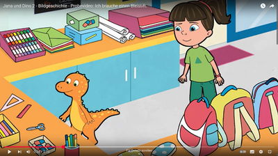 Jana und Dino 2 - Bildgeschichte - Probevideo: Ich brauche einen Bleistift.